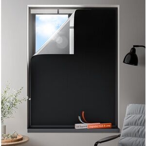 TWO 100% Blackout Curtains Portable No Drill Window Shades 36" x 72"